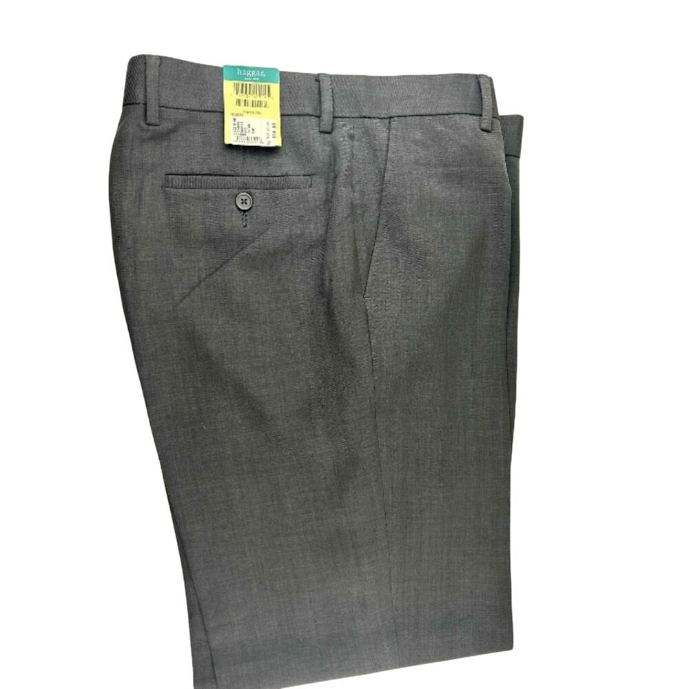 Haggar Flat Front Dress Pants Slacks Charcoal Gray 38 x 32
